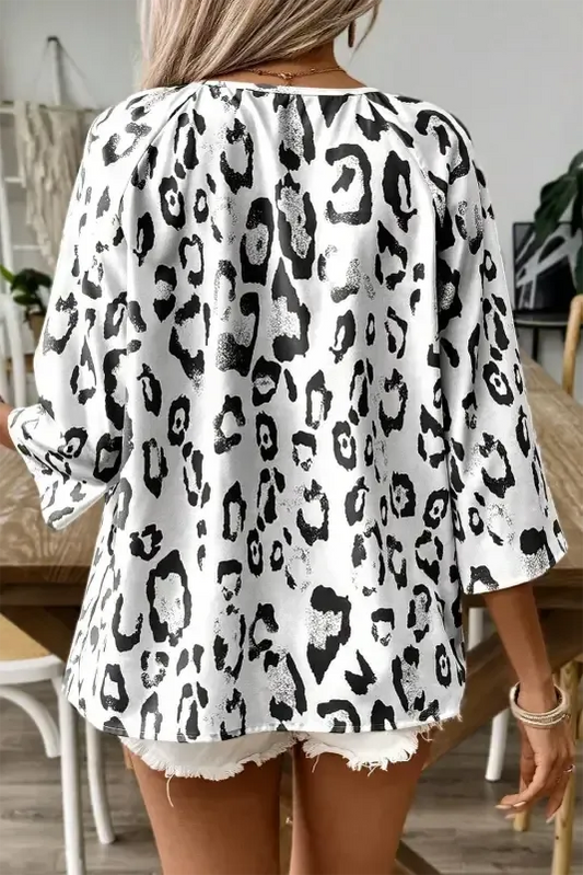 Leopard Luxe Accent Blouse-1