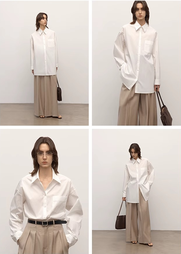 "Heart's Desire" high-end high-density nylon cotton drapes stylish all-match silhouette shirt-4