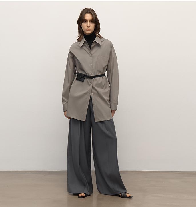 "Heart's Desire" high-end high-density nylon cotton drapes stylish all-match silhouette shirt-6