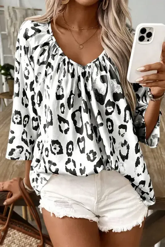 Leopard Luxe Accent Blouse-2