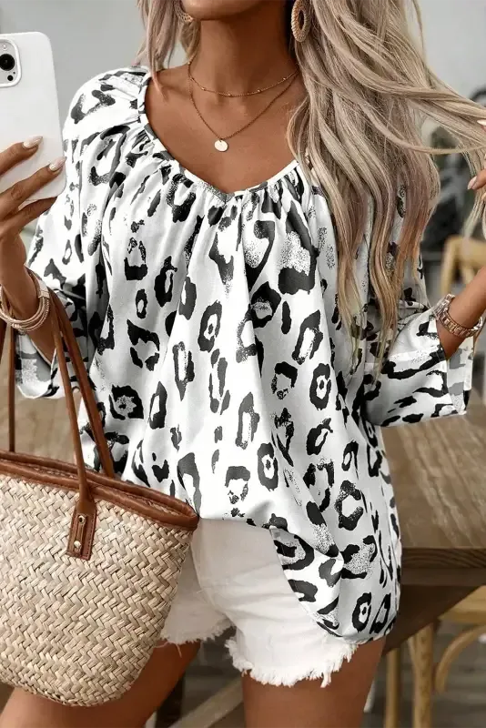 Leopard Luxe Accent Blouse-3