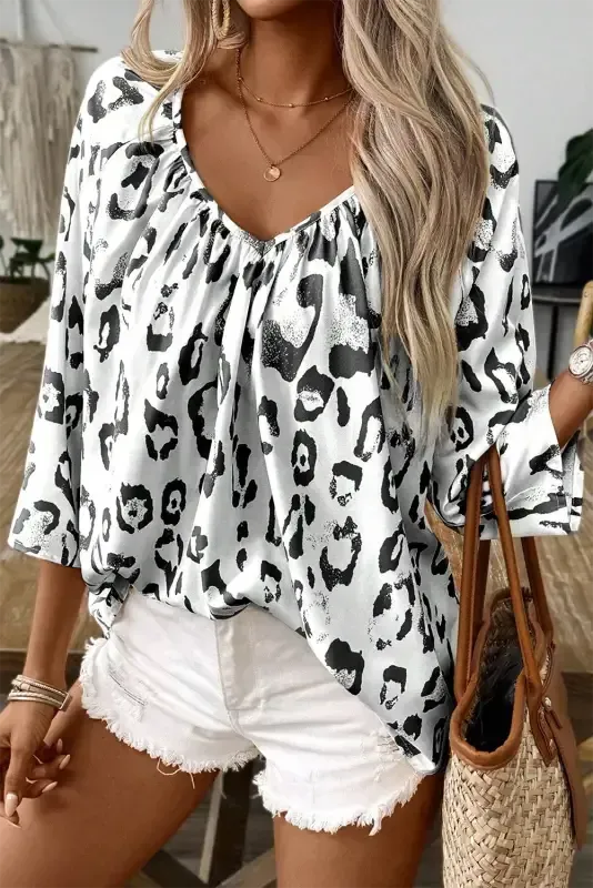 Leopard Luxe Accent Blouse-0