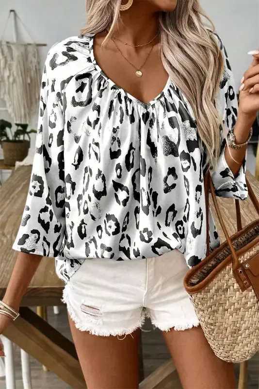Leopard Luxe Accent Blouse-4
