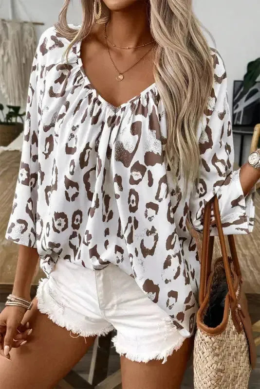 Leopard Luxe Accent Blouse-5